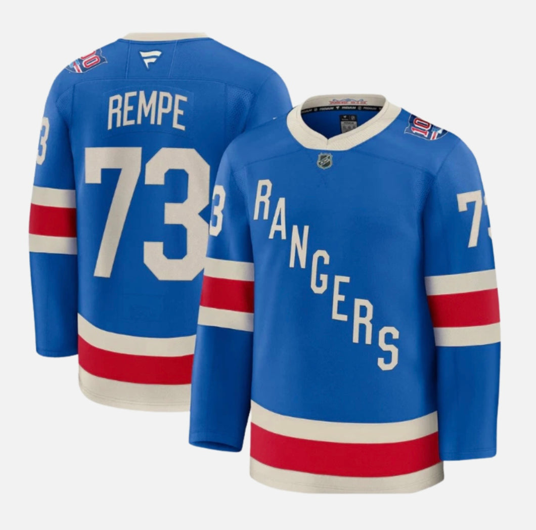 Youth/Kids New York Rangers #73 Matt Rempe Fanatics 100th Anniversary Premium Centennial Jersey