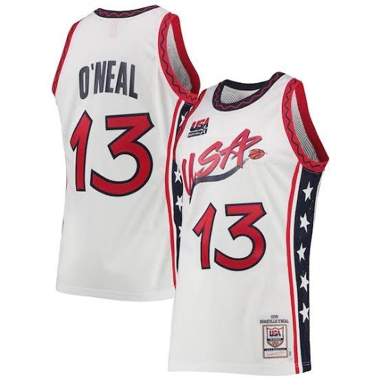 Shaquille O’Neal USA Olympic Basketball  Jersey Mitchell & Ness white