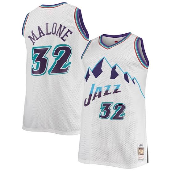 Karl Malone Utah Jazz Jersey Mitchell & Ness White