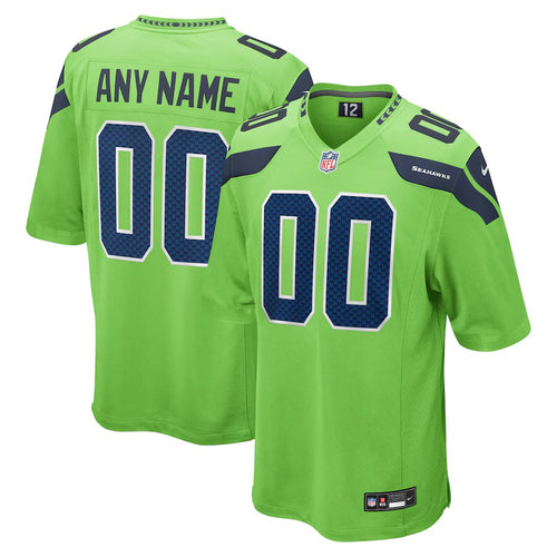 Any name & Number Seattle Seahawks Neon Green NFL Nike jersey