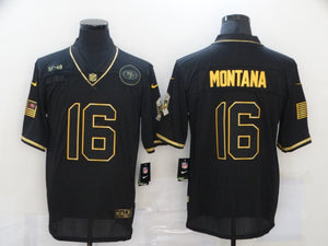 Joe Montana San Francisco 49ers military salute to service Jersey Black