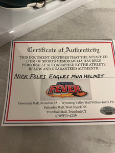 Nick Foles Autographed Philadelphia Eagles Mini Helmet with COA Photo signing