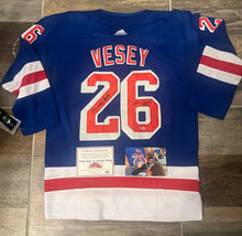 Jimmy Vesey New York Rangers autographed jersey COA Photo Signing