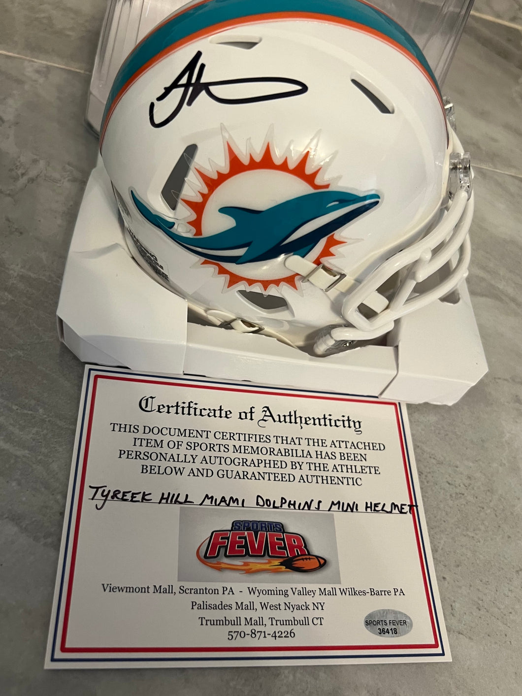 Tyreek Hill Autographed Miami Dolphins Mini Helmet with COA