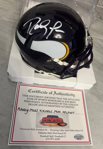Randy Moss Autographed Minnesota Vikings Mini Helmet with COA