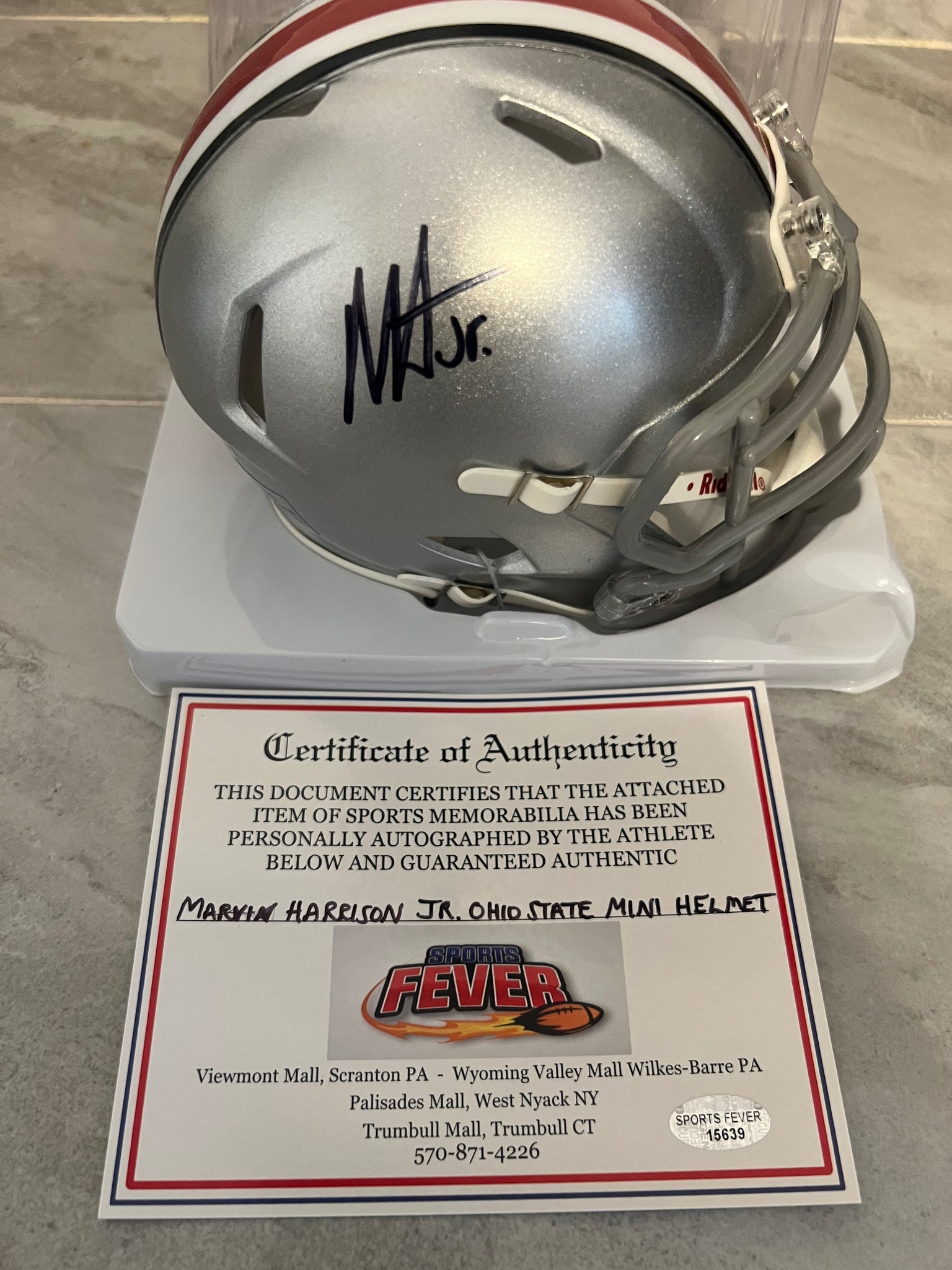 Marvin Harrison Jr. Autographed Ohio State Mini Helmet with COA – Classic Authentics