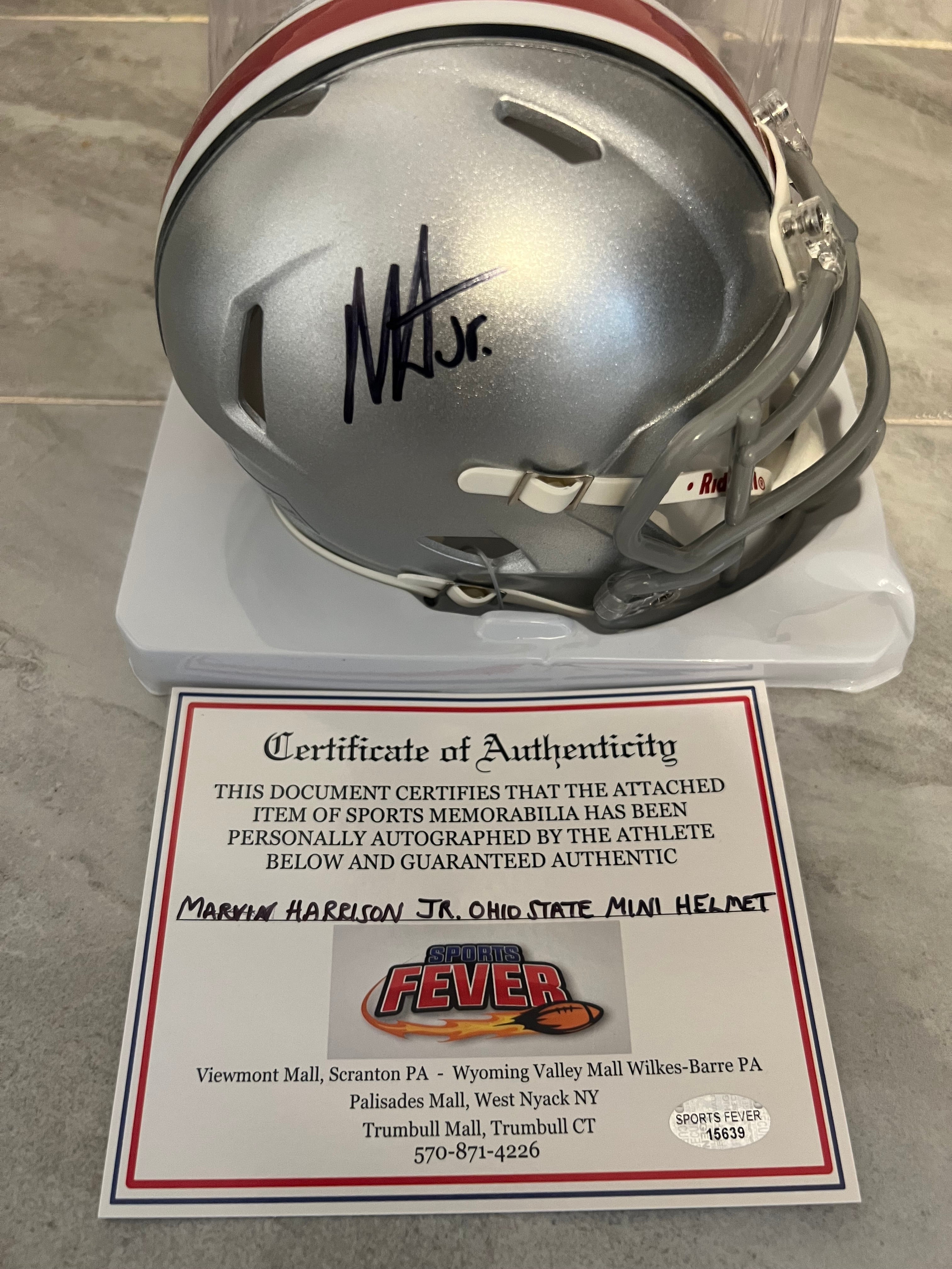 autographed ohio state football helmet memorabilia Marvin Harrison Jr. Mini with COA – Classic Authentics The Batman 2022 helmet? Sermon gashed defenses for Size:S 52–56 cm species:Jacks
