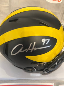 Aiden Hutchinson Autographed Michigan Wolverines Mini Helmet with COA Photo Signing