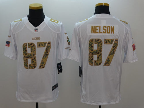 Jordy Nelson Green Bay Packers military salute to service Jersey WHITE