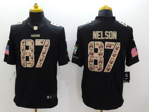 Jordy Nelson Green Bay Packers military salute to service Jersey Black
