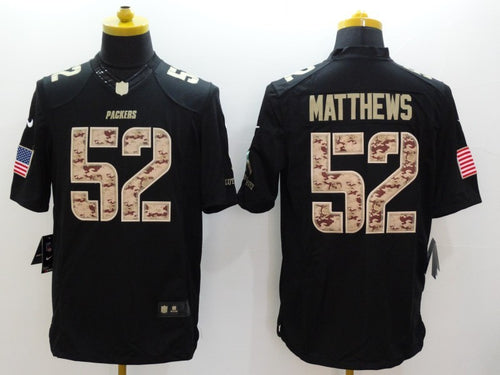 Clay Matthews Green Bay Packers military salute to service Jersey Black