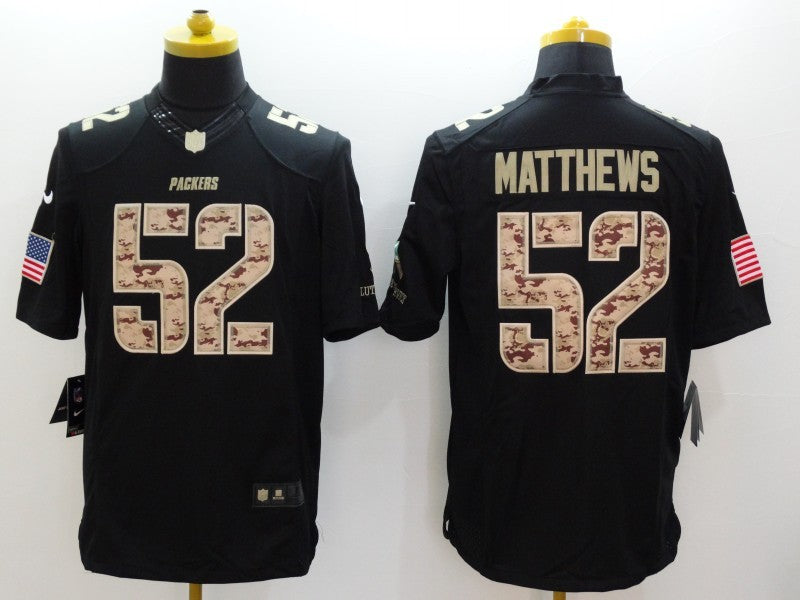 Clay Matthews Green Bay Packers military salute to service Jersey Blac Classic Authentics