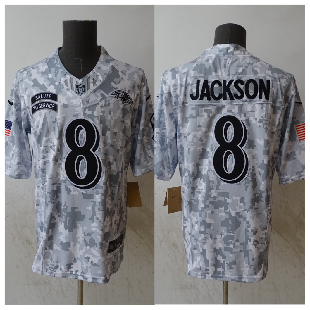 Lamar Jackson Baltimore Ravens 2024 Nike NFL Salute to Service Jersey