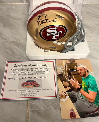 George Kittle San Francisco 49ers Autographed Mini Helmet with COA Photo signing