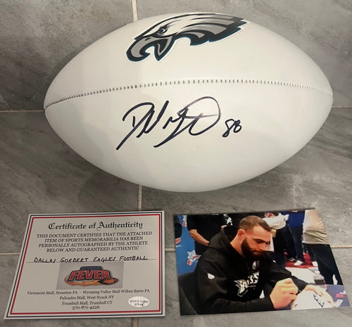 Dallas Goedert Autographed Philadelphia Eagles Football with COA & Photo signing