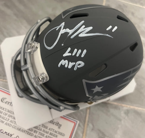 Julian Edelman Autographed New England Patriots Slate Mini Helmet with COA