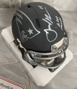 Julian Edelman Autographed New England Patriots Slate Mini Helmet with COA