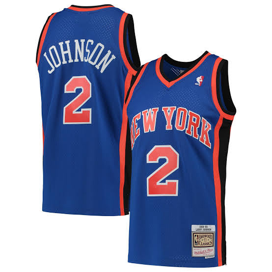 Larry Johnson New York Knicks Official NBA Mitchell & Ness Jersey blue