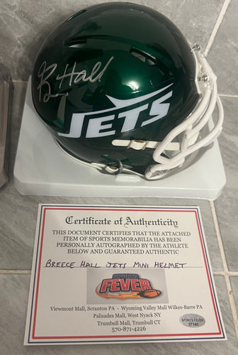 Breece Hall Autographed New York Jets Mini Helmet with COA