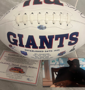 Lawrence Taylor New York Giants Autographed Football with COA photo signing