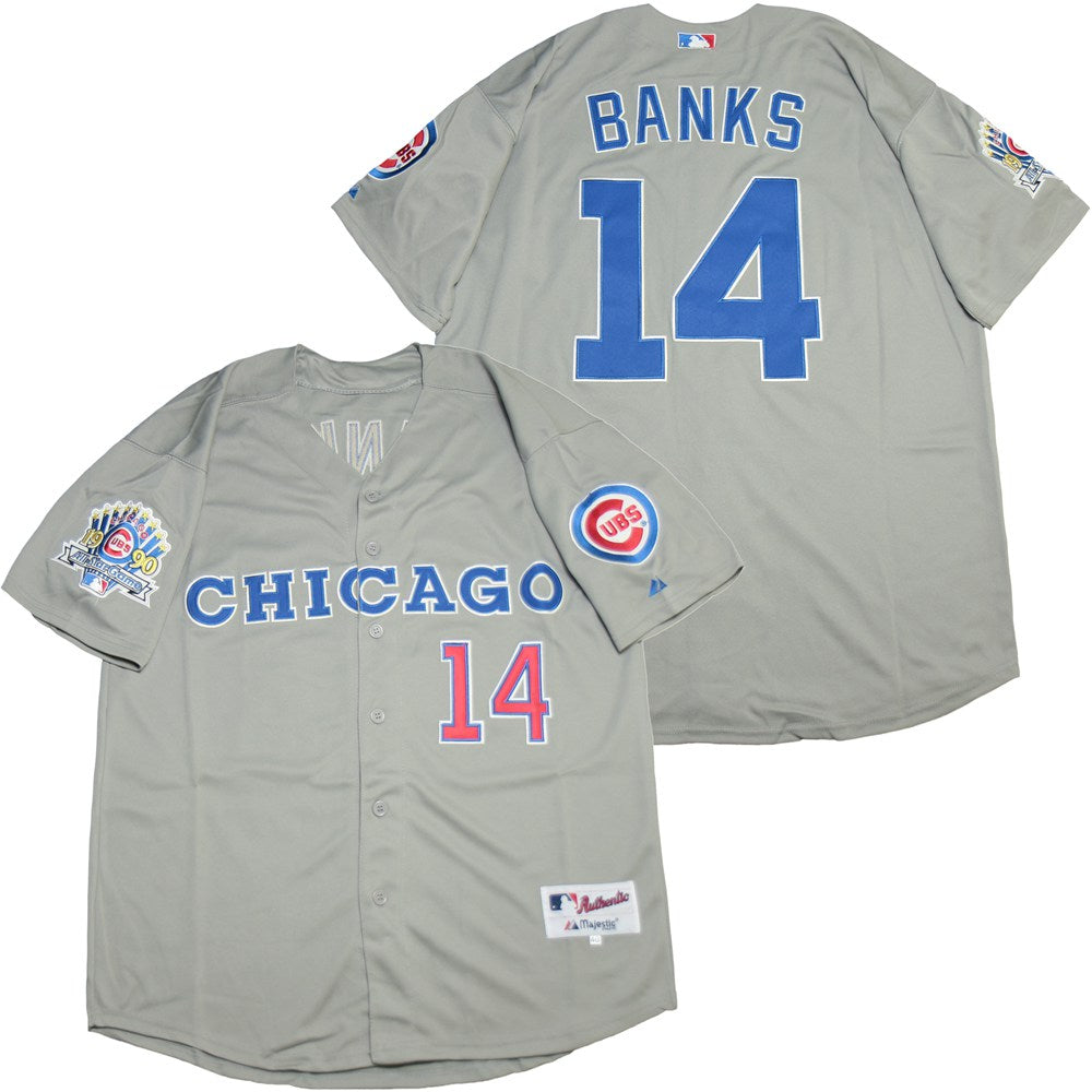 Ernie Banks Chicago Cubs Jersey Cooperstown Collection Majestic gray