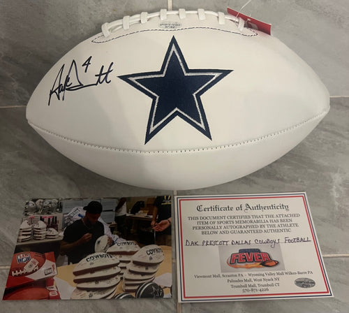 Dak Prescott Autographed Dallas Cowboys Football with COA & Photo signing