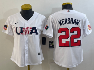 Clayton KershawTeam USA Baseball Jersey Nike white