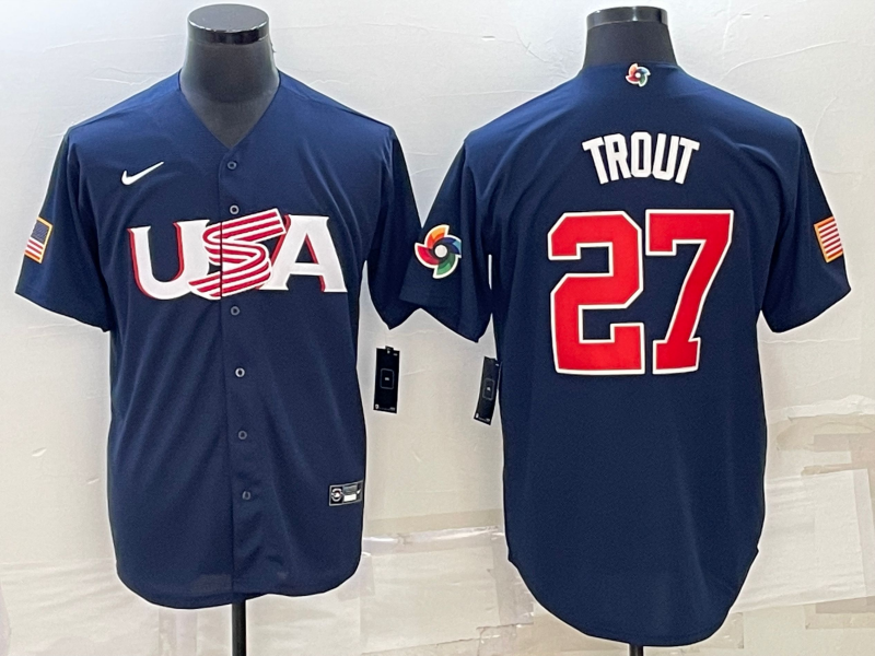 Mike Trout Team USA Baseball jersey Nike blue