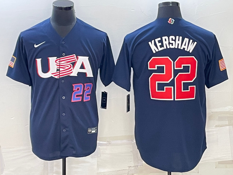 Clayton Kershaw Team USA Baseball Jersey Nike blue