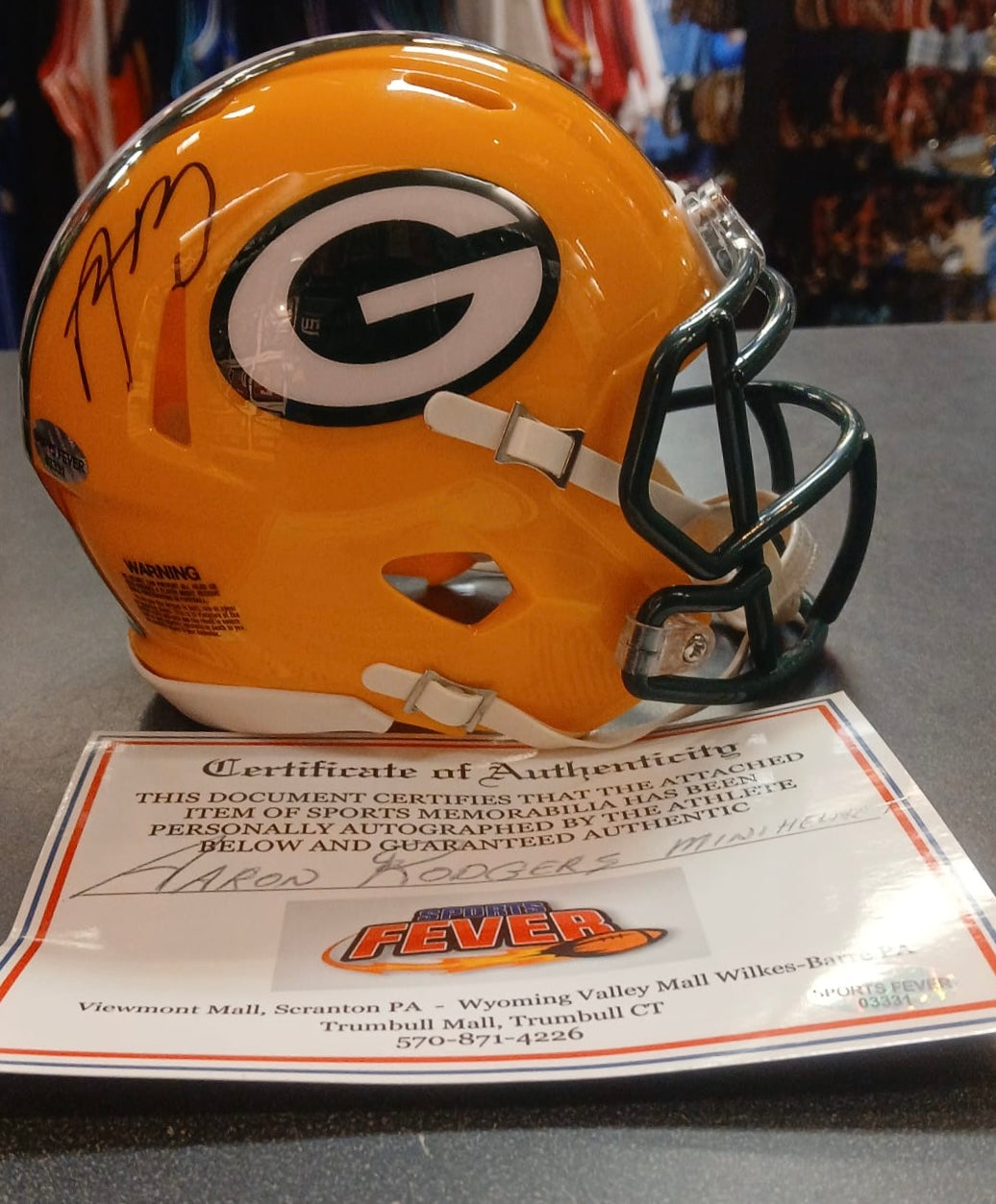 Aaron Rodgers Autographed Green Bay Packers Mini Helmet with COA