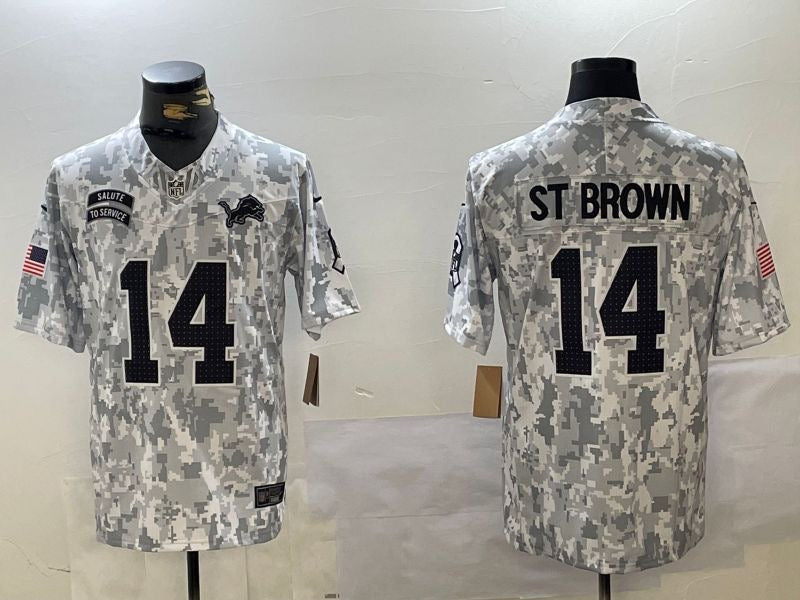 Amon-Ra St Brown Detroit Lions 2024 Nike NFL Salute to Service Jersey