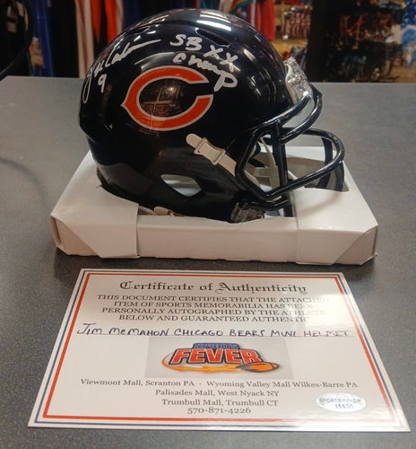 Jim McMahon Autographed Chicago Bears Mini Helmet with COA Photo signing
