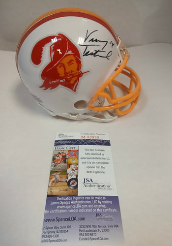 Vinny Testaverde Autographed Tampa Bay Buccaneers Mini Helmet with JSA COA