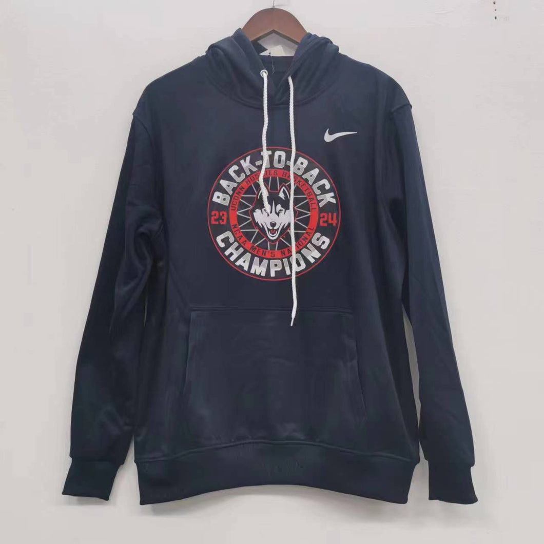 UCONN University of Connecticut 2024  back to back Championship hoodie blue