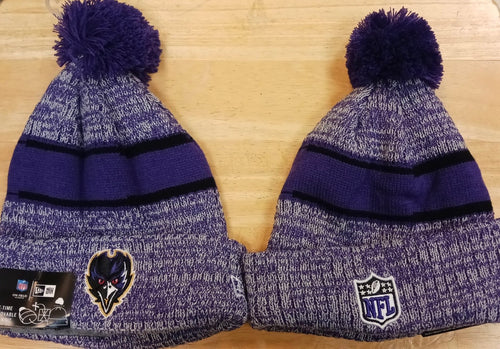 Baltimore Ravens Official NFL New Era winter Hat with Pom Pom