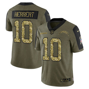 Justin Herbert Los Angeles Chargers military salute to service Jersey