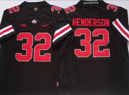 TreVeyon Henderson Ohio State Buckeyes Official NCAA Nike jersey black with red numbers