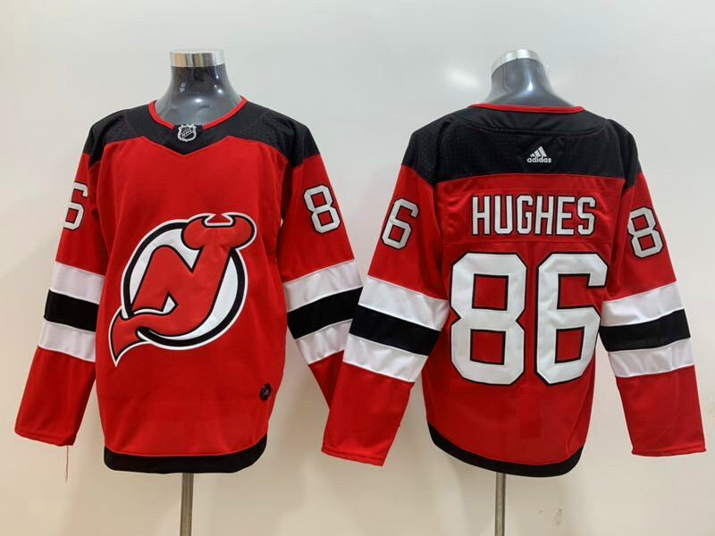 Jack Hughes New Jersey Devils Official NHL Adidas Jersey red