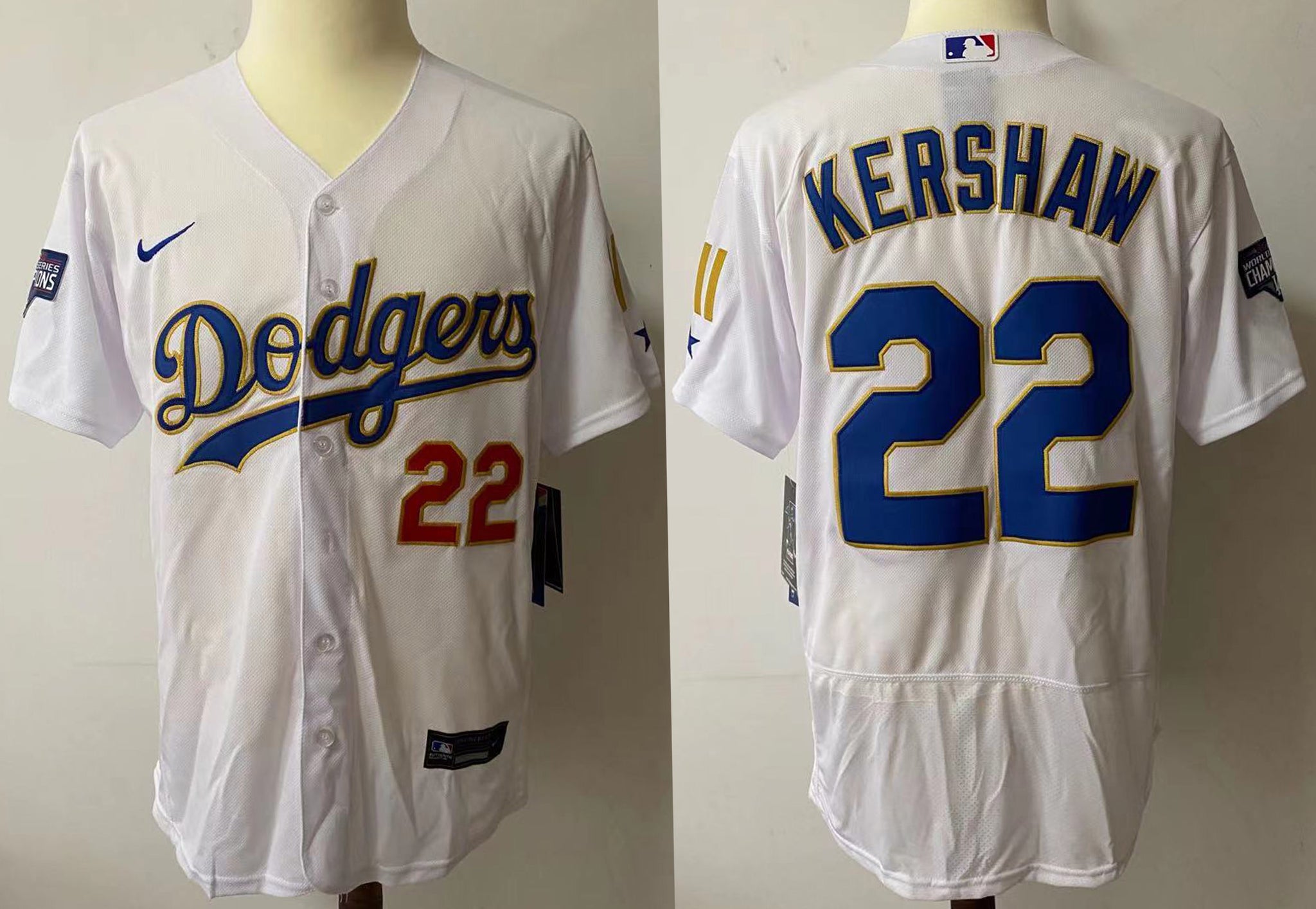 Women's Los Angeles Dodgers #22 Clayton Kershaw Authentic White/Pink Splash  Fashion Baseball Jersey