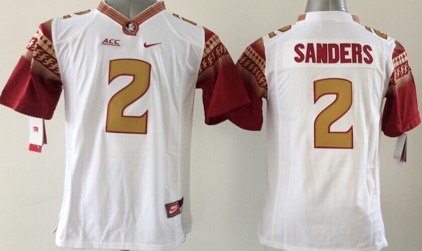 Deion Sanders Florida State Seminoles Jersey White gold numbers