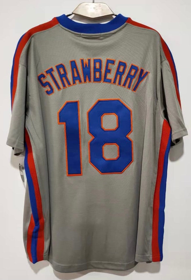 18 DARRYL STRAWBERRY New York Mets MLB OF Grey Throwback Jersey