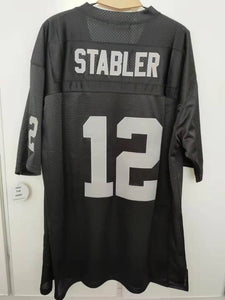 NEW OAKLAND RAIDERS #12 KEN STABLER HOF PATCH SEWN WHITE/SILVER JERSEY NWT  2XL